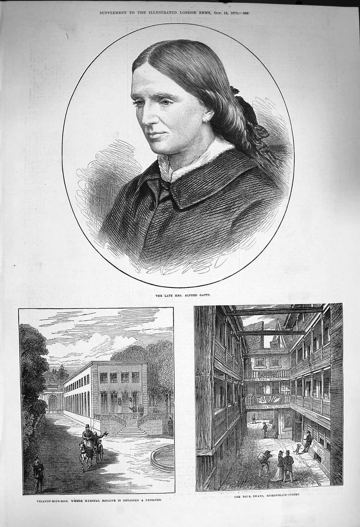 Original Old Antique Print 1873 Alfred Gatty Marshal Bazaine Trainon-Sous-Bois