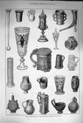 Original Old Antique Print 1873 Drinking-Vessels International Exhibition 19th