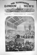 Original Old Antique Print 1873 Mr. Bright Addressing Electors Birmingham 19th