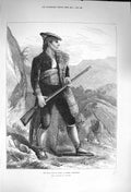 Original Old Antique Print 1873 Civil War Spain Carlist Volunteer Sier Weapons