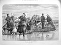 Original Old Antique Print 1873 Shoal Mackerel Fish Nets Fishermen Duncan 19th