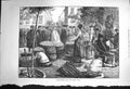 Original Old Antique Print 1873 Spain Fruit Market Malaga Street Sellers 19th