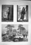 Original Old Antique Print 1873 Japan Grave Will Adams Yokoska Japanes People