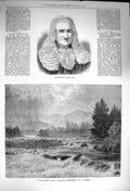 Original Old Antique Print 1873 Vice-Chancellor Charles Hall Forest Glentanner