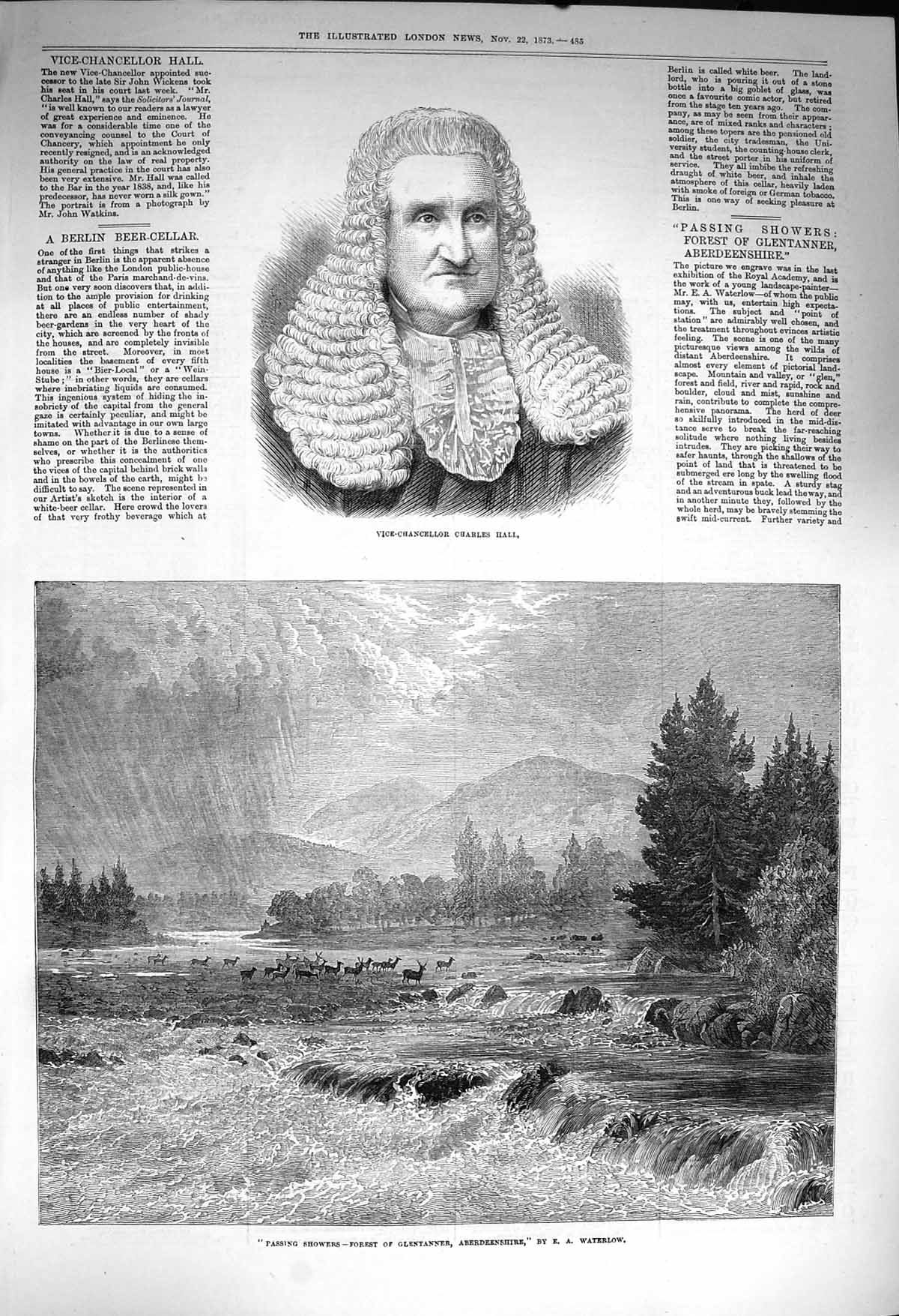 Original Old Antique Print 1873 Vice-Chancellor Charles Hall Forest Glentanner