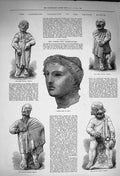 Original Old Antique Print 1873 Castellani Museum Bronze Venus Glutton Etruscan