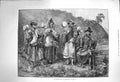Original Old Antique Print 1873 Travelling Lamas Darjeeling Himalayas Fine Art