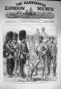 Original Old Antique Print 1873 Officers Men Fusiliers Uniform GCoast War 19th