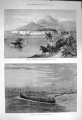 Original Old Antique Print 1873 Ambas Bay Highlands Cameroons Africa Su 19th