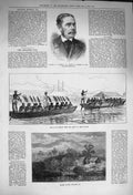 Original Old Antique Print 1873 Colonel M'Neill Ashantee War Coaling Fern 19th