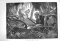 Original Old Antique Print 1873 Mangroves Hunting Man Trees Fine Art Victorian