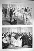 Original Old Antique Print 1873 Ladies Men Dancing Quadrille Romance Barnard