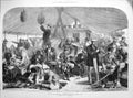 Original Old Antique Print 1873 Voyage GCoast Mail Steamer Ship Volta Deck