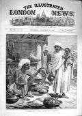 Original Old Antique Print 1874 Famine Bengal Bengalee Beniah Grain Seller 19th