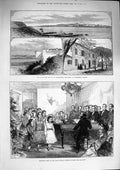 Old Antique Print 1874 Island Fort Marguerite Bazaine College Music Blind 19th