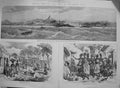 Original Old Antique Print 1874 GCoast Cape Coast Castle Ship Volta Boats 0 19th
