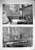 Original Old Antique Print 1874 Prince Wales Statue Consort Holborn Guildhall