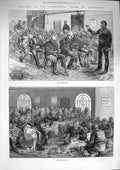 Original Old Antique Print 1874 Clerkenwell House Correction Oakum Shed Needle