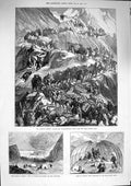 Original Old Antique Print 1874 Yarkund Baggage Train Grim Sanjoo Pass Kirghiz