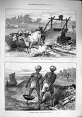 Old Antique Print 1874 Famine Bengal Indian Mode Irrigation Cattle River 19th