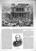 Original Old Antique Print 1874 Paul'S Churchyard Oke Chief Clerk Mayor London