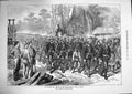 Original Old Antique Print 1874 Ashantee War Arrival Naval Brigade Camp Prahsu