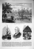 Old Antique Print 1874 Ashantee War Prah-Su River Schetky Inquabim Tree 19th