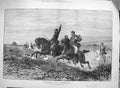 Original Old Antique Print 1874 Guillaume Regamey Horses Hunting Sport Dogs
