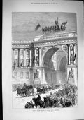 Original Old Antique Print 1874 Arrival Emperor Austria St. Petersburg Russia