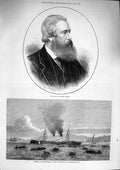 Old Antique Print 1874 Shirley Brooks Despatch Boat Ship Lisbon Ashantee 19th