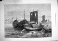 Original Old Antique Print 1874 Famine Bengal Grain Boats Ganges River Fine Art