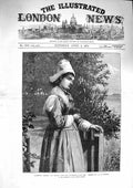 Original Old Antique Print 1874 Girl Walking Home Church God'S Benediction 19th