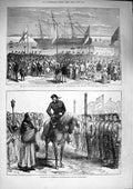 Old Antique Print 1874 Ashantee War Sarmatian Ship Mayor Portsmouth Army 19th