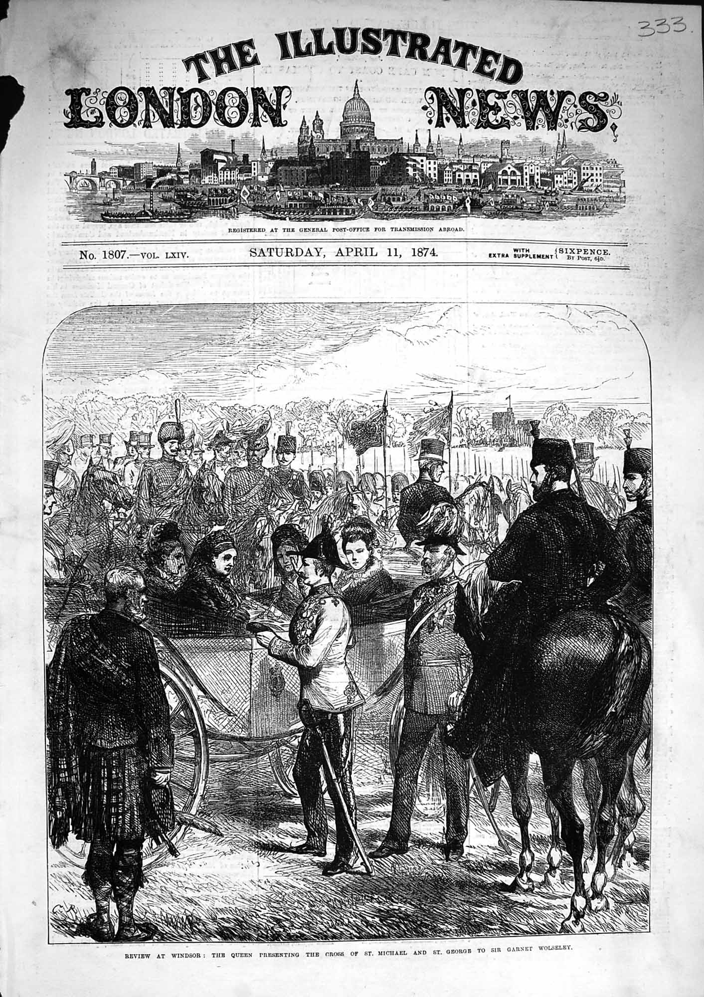 Antique Print *3250 1874 Windsor Queen Cross Michael George Garnet Wolseley