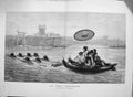 Original Old Antique Print 1874 Le Bac Japonais Japanese People Boat Len 19th