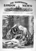 Original Old Antique Print 1874 Famine India Women Grinding Corn Baby Sleeping