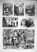 Original Old Antique Print 1874 Coomassie Ashantee War Palace Livingston 19th