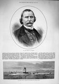 Original Old Antique Print 1874 Wilhelm Von Kaulbach Indian Famine Steam-Tugs