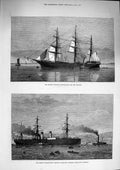 Original Old Antique Print 1874 Eastern Monarch Emigrant Ship Amerique Plymouth