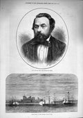 Original Old Antique Print 1874 Owen Jones Artist Bombardment Masnaah Oma 19th