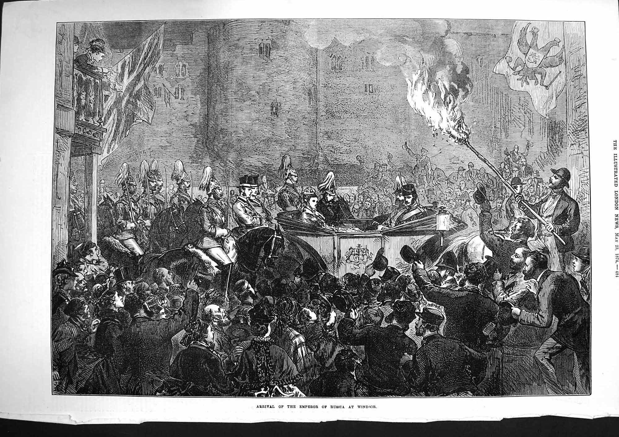 Old Antique Print 1874 Easter Eve Isaac Cathedral St. Petersburg Russia 19th