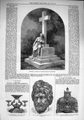 Original Old Antique Print 1874 Monument Princess Hohenlohe-Langenburg Hadrian