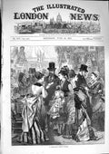 Original Old Antique Print 1874 Fashionable Charity Bazaar Family Sale Scene