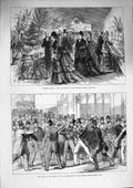 Old Antique Print 1874 Princess Louise Flower Show Willesden Lazare Paris 19th