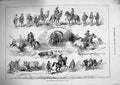 Original Old Antique Print 1874 Performers Bull Fight Lisbon Sport Horses P 19th