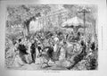 Old Antique Print 1874 Charity Fete Champs Elysees France Family Day Out 19th