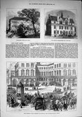 Old Antique Print 1874 Paris Guard Lazare Railway Government Cape School 19th