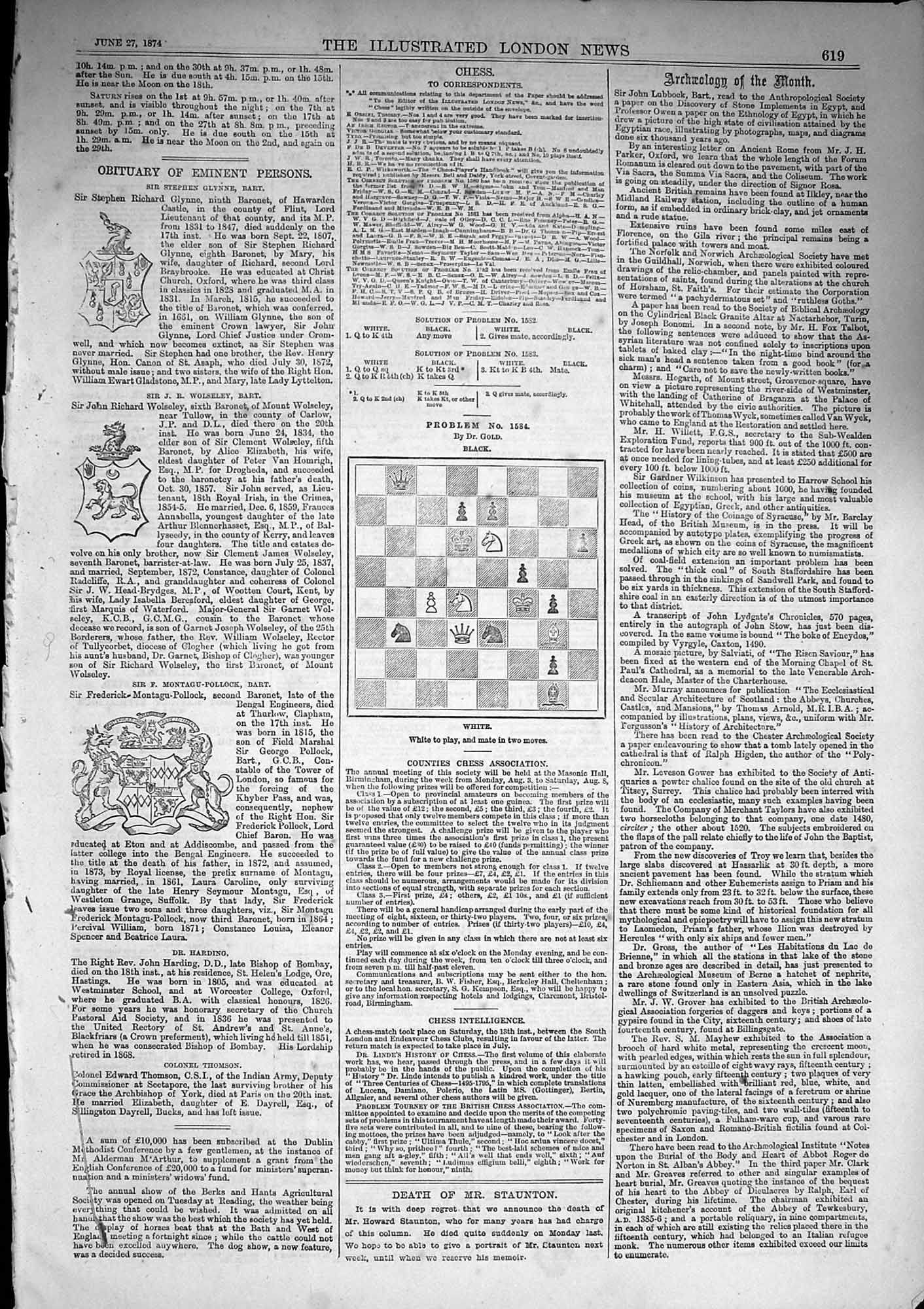 Old Antique Print 1874 Twelve Pages Chess Moves Illustrated London News 19th