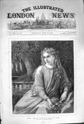 Original Old Antique Print 1874 Portrait Ophelia Beautiful Girl Herrick 19th