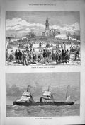 Original Old Antique Print 1874 Sports Highland Brigade Aldershott Ship Bothnia
